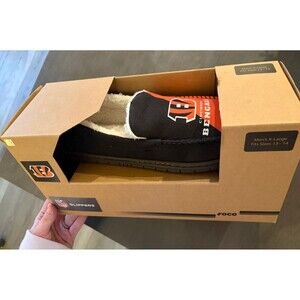 Men's FOCO Cincinnati Bengals NFL Colorblock Moccasin Slippers XL 13/14 NWT